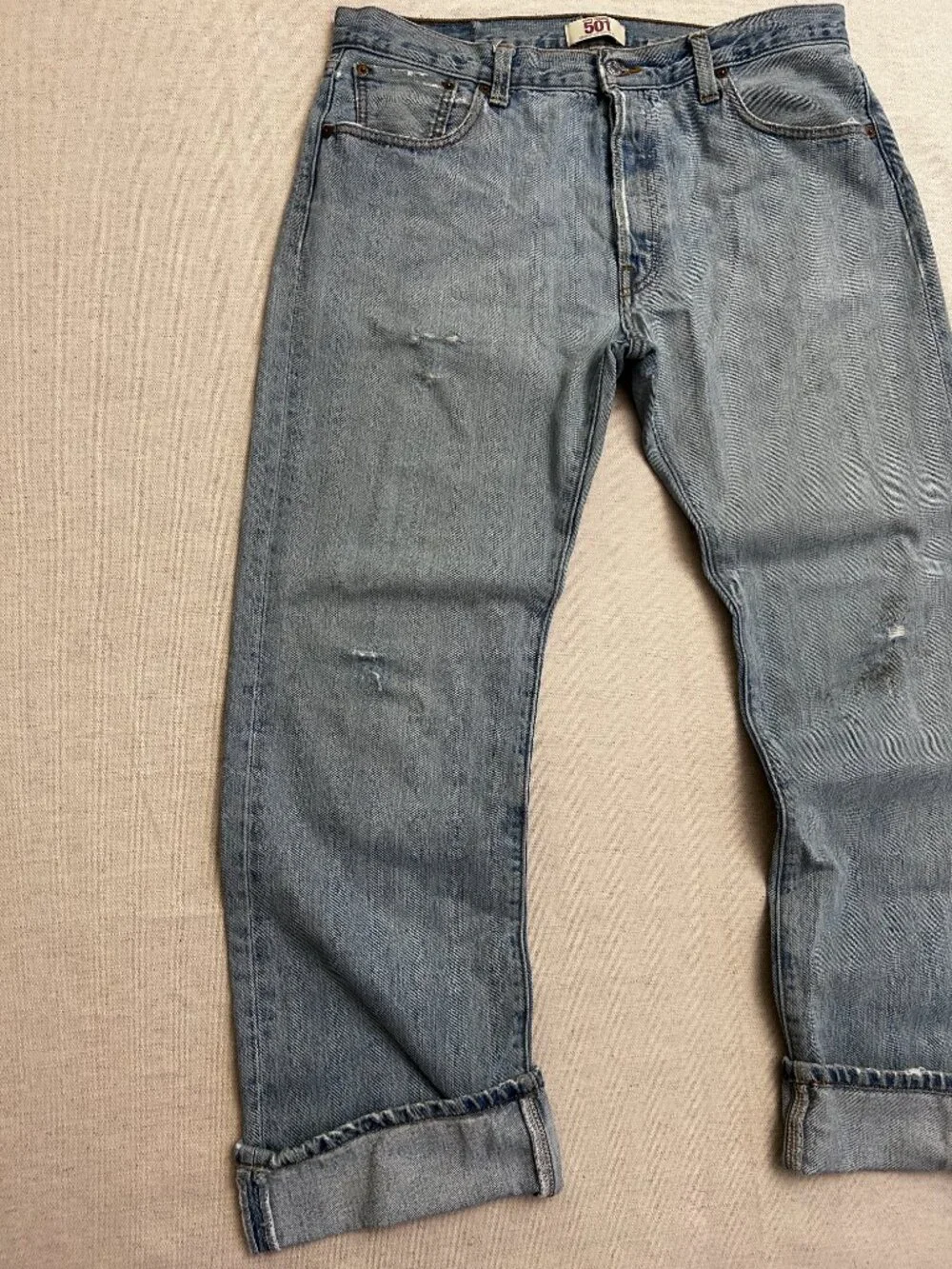Levi’s 501 XX Jeans Men’s 36x32 Light Wash Distressed Straight Leg Button Fly
